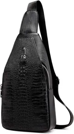 クロコ型押し ボディバッグ メンズ ワンショルダー 斜め掛け ブラックネイビー