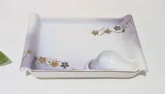 有田焼　桜柄　角皿　仕切り付　 陶器　プレート　お刺身皿　天ぷら皿
