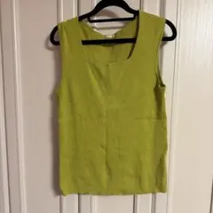 GU リブスクエアネックニットタンクトップ　グリーン