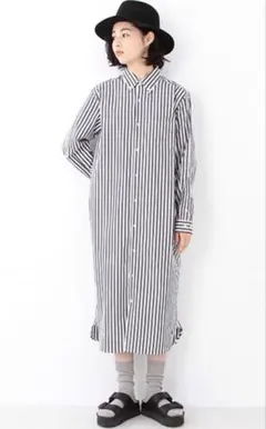BEAMS BOY / ストライプ B.D. シャツワンピース