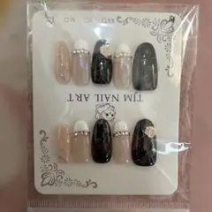 ネイルチップセット 10個入り ブラック ベージュ