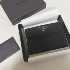 【未使用】PRADA プラダ M523 財布 三角ロゴ ブラック シルバーロゴ