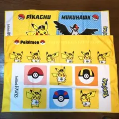 ポケモン ホークスオリジナルフェイスタオル　3種セット　ピカチュウ