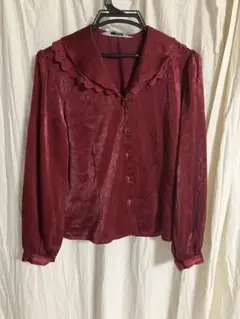 ベロア ベルベット ブラウス 赤 ワインレッド