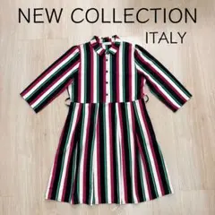 イタリア製 ストライプ シャツワンピース 長袖