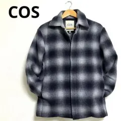 コスCOS オンブレ チェック柄シャドー ウール　ジャケット ダブルジップXS