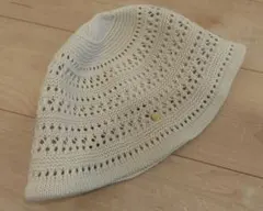 ホワイト レース編み バケットハット