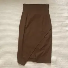 ブラウン タイトスカート ラップデザイン