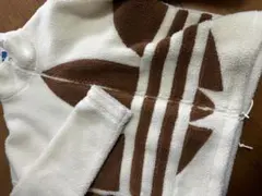 adidas フリースジャケット ホワイト/ブラウン Oサイズ