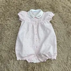 ファミリア いちご ピンク 刺繍 ロンパース 80