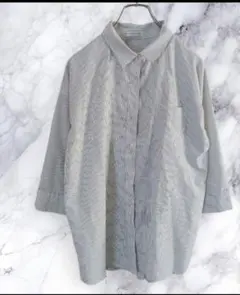 七分袖ブラウス L ストライプ シャツ 春秋◆w1350