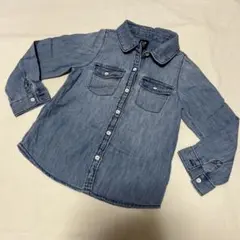 キッズ GAP デニム 長袖シャツ 綿100％ ブルー 105cm