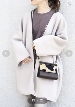 ジップス　ノーカラーコート　ビックシルエット　ジャケット　カーディガン