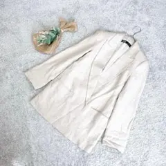 A3450【ZARA】ベージュリネン混紡テーラードジャケット/柔らか/春服