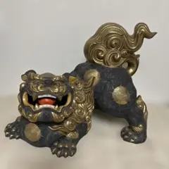 狛犬 置物 黒金 縁起物 - メルカリ