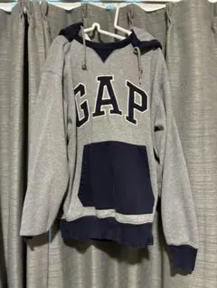 GAP フリースパーカー XS グレー/ネイビー