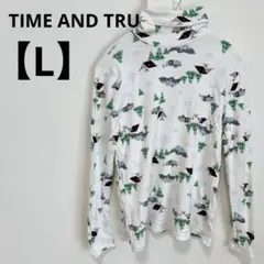 TIME AND TRU 【L】キャンプ柄 タートルネック　長袖Tシャツ