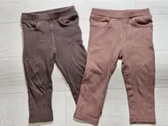 ブラウン・ピンク 2色セット パンツ 80cm10分丈最終価格