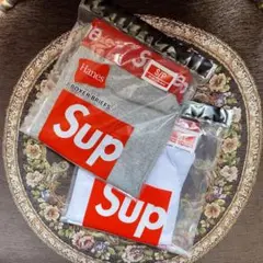 グレー+ホワイト Sサイズ SUPREME ボクサーパンツ 2枚 (匿名発送)