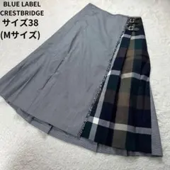 ブルーレーベルクレストブリッジ チェック柄ラップスカート フレア 38 M