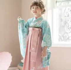 キャサリンコテージ　袴　120 卒園式　保育園　幼稚園　八重桜薄青×桃色