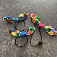 はらぺこあおむし　カラフル水玉リボンヘアゴム3個セット