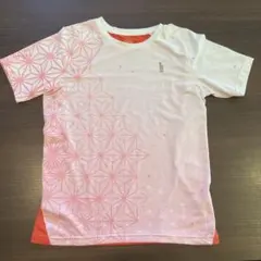 GOSEN バドミントンシャツ 和柄 桜 ホワイト/朱色/ピンク系 レディースM