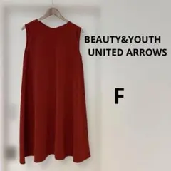UNITED ARROWS ワンピース ノースリーブ ひざ丈 赤 エンジ色のサムネイル