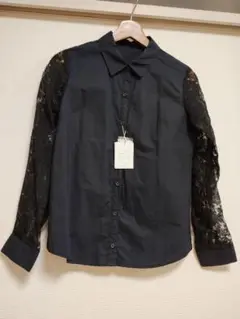 WOMEN ブラック　リース付き　 長袖シャツ　 Mサイズ　Misawa 23