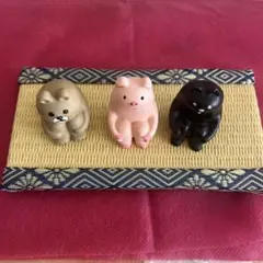 コンコンブル　体育座りクマ・黒猫・豚　畳　４点