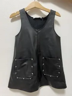 ZARA ブラック レザー風ジャンバースカート 5 (110cm)