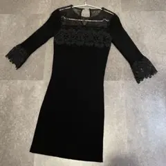 ロイヤルパーティ royal party レース切替ニットワンピース ブラック