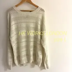 HK WORKS LONDON 長袖 ニット ラメ入り オフホワイト Lのサムネイル