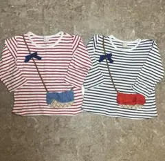petit main ボーダーTシャツ2枚セット　130cm