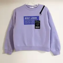 キッズ　トレーナー 150 裏起毛　チャック付き　紫　パープル　プリント　　冬