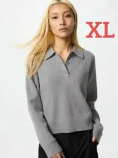 新品 ユニクロ / スムースコットンポロセーター（GRAY）