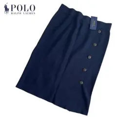 【新品タグ付】ポロラルフローレン　ニットスカート　ネイビー　金ボタン　サイズＭ
