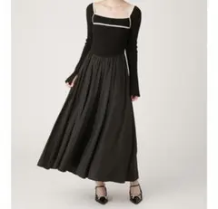 LILYBROWN リリーブラウン バイカラー ラインドッキングワンピース黒