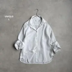 UNIQLO プレミアムリネンシャツ　長袖　ホワイト　L⚪︎164518のサムネイル