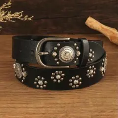 ウエスタンベルト スタッズ ユニセックス　y2k アメカジ　ヴィンテージ　黒