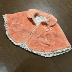 ピンクオレンジ色フリースベビーポンチョ