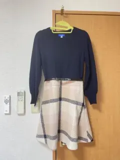 クレストブリッジ　ブルーレーベル　チェック　ドッキング　ワンピース　36