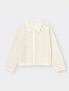 メッシュカーディガン(長袖)NTQ+E オフホワイト M