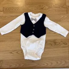 ベスト付きロンパース ホワイト・ネイビー