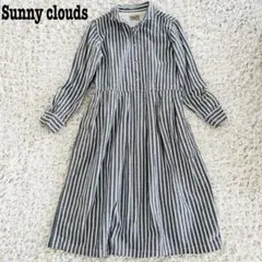 美品　サニークラウズ　コットン　ストライプワンピース　シャツワンピース　M