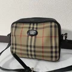 極美品✨バーバリー ショルダーバッグ ノバチェック ロゴプレート レザー 黒 極美品】 Burberry バーバリー ノバチェック レザー ショルダー