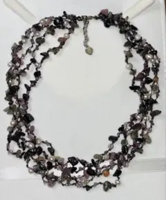 d148 天然石とパールのロングネックレス