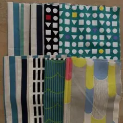 【未使用】柄ものオックス生地 ブルー系