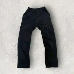 キッズ カーゴパンツ 迷彩柄 カモフラ 長ズボン (140) ブラック系