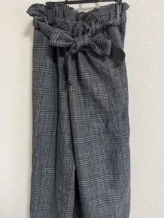 Navy レディース ワイドパンツ ウエストゴム S ズボン グレー　チェック
